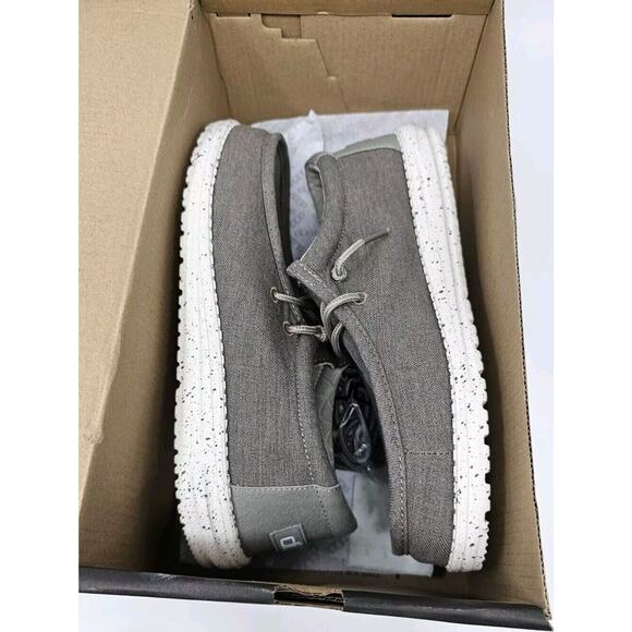 Hey Dude Wally Chambray Sepia Brown Slip On Lace Casual Comfort Shoe Men 8 New - Picture 7 of 16